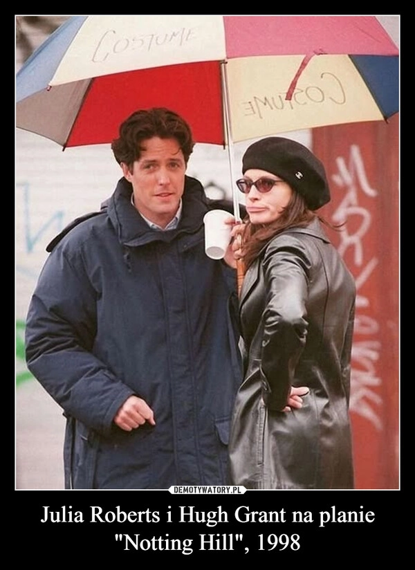 
    Julia Roberts i Hugh Grant na planie "Notting Hill", 1998