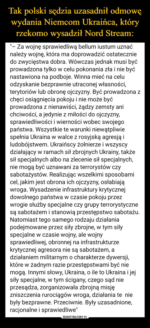 
    Tak polski sędzia uzasadnił odmowę wydania Niemcom Ukraińca, który rzekomo wysadził Nord Stream: