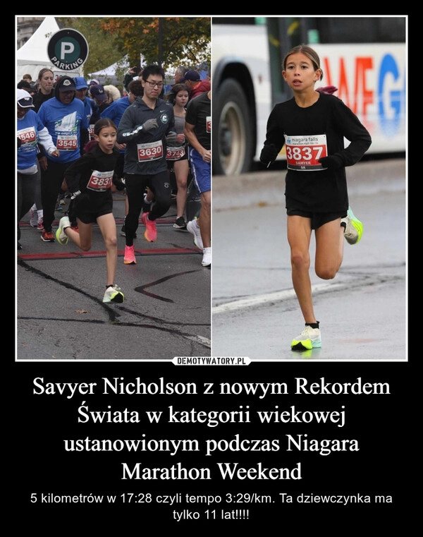 
    Savyer Nicholson z nowym Rekordem Świata w kategorii wiekowej ustanowionym podczas Niagara Marathon Weekend