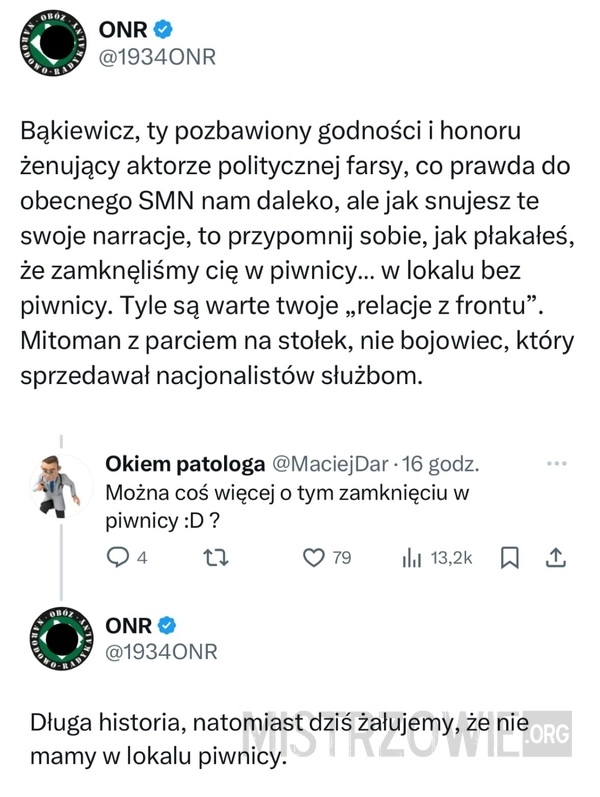
    Robert Bąkiewicz i tajemnica piwnicy