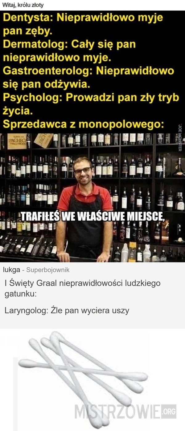 
    Witaj, królu złoty