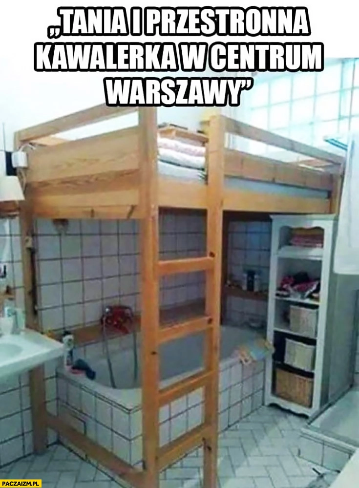 
    Tania i przestronna kawalerka w centrum warszawy łóżko nad wanną