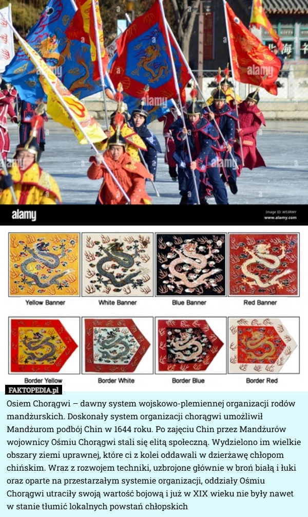 
    Osiem Chorągwi – dawny system wojskowo-plemiennej organizacji rodów mandżurskich.