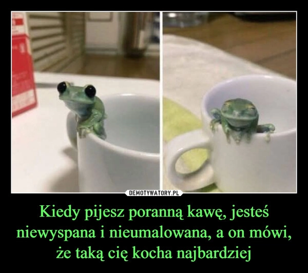 
    Kiedy pijesz poranną kawę, jesteś niewyspana i nieumalowana, a on mówi, że taką cię kocha najbardziej