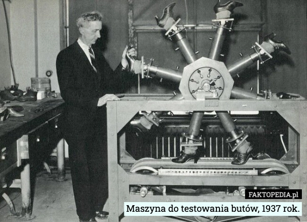 
    Maszyna do testowania butów, 1937 rok.