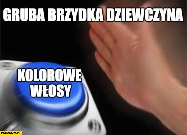 
    Gruba brzydka dziewczyna przycisk kolorowe włosy
