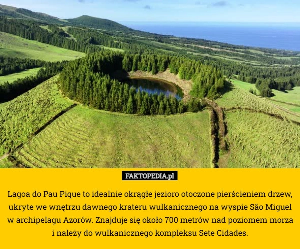 Lagoa do Pau Pique to idealnie okrągłe jezioro otoczone pierścieniem drzew,