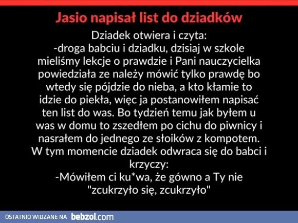 Jasio napisał list do dziadków