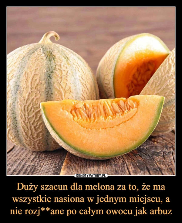 
    Duży szacun dla melona za to, że ma wszystkie nasiona w jednym miejscu, a nie rozj**ane po całym owocu jak arbuz