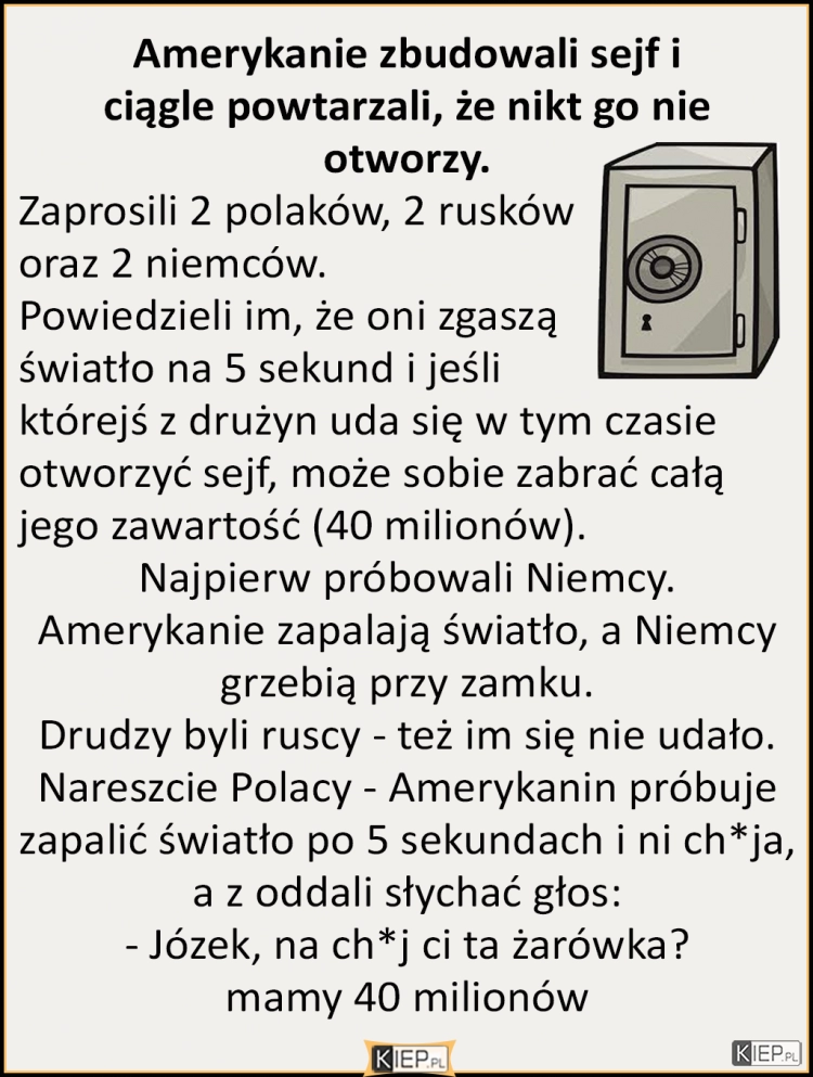 
    Amerykanie zbudowali sejf i ciągle powtarzali, że nikt go nie otworzy...