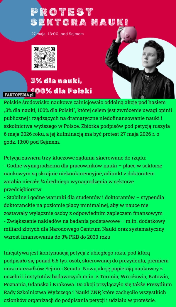 Polskie środowisko naukowe zainicjowało oddolną akcję pod hasłem „3% dla