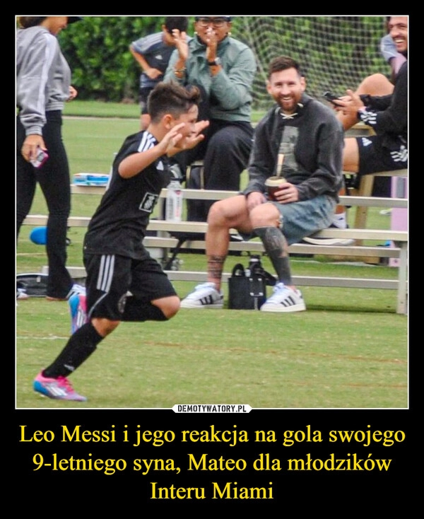 
    Leo Messi i jego reakcja na gola swojego 9-letniego syna, Mateo dla młodzików Interu Miami