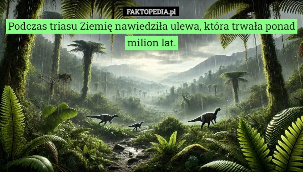 
    Podczas triasu Ziemię nawiedziła ulewa, która trwała ponad milion lat.