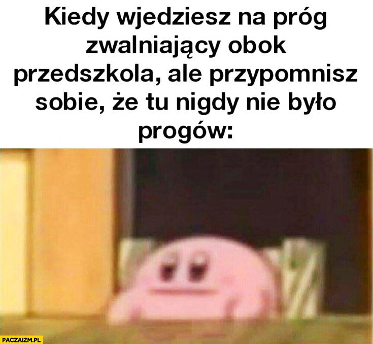 
    Kiedy wjedziesz na próg zwalniający obok przedszkola ale przypomnisz sobie, że tu nigdy nie było progów