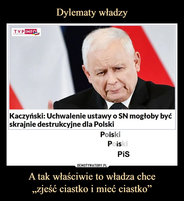 
    
Dylematy władzy A tak właściwie to władza chce
„zjeść ciastko i mieć ciastko” 