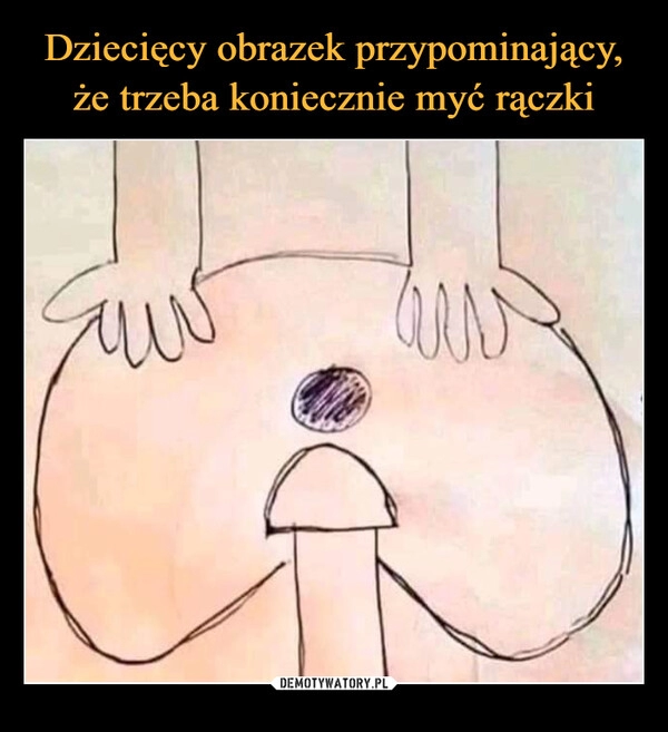 
    Dziecięcy obrazek przypominający, że trzeba koniecznie myć rączki