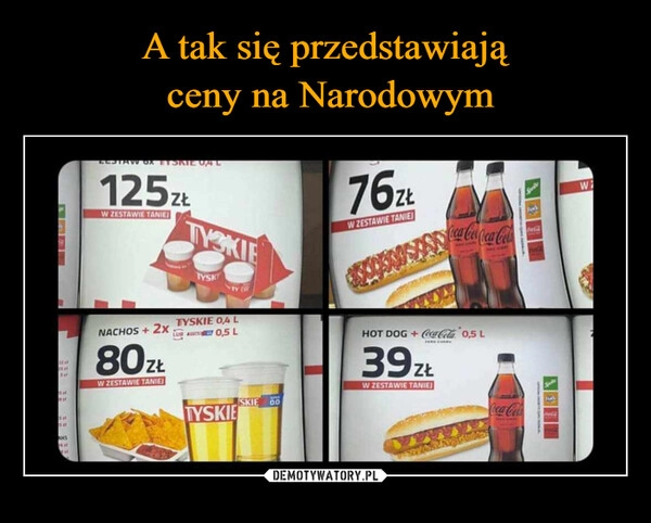 
    A tak się przedstawiają
 ceny na Narodowym