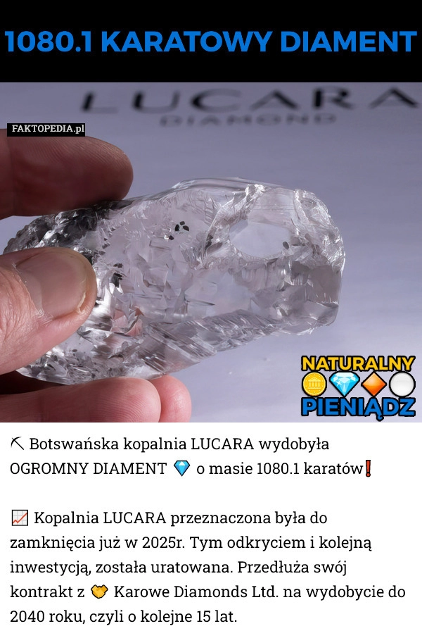 
    ⛏ Botswańska kopalnia LUCARA wydobyła OGROMNY DIAMENT 