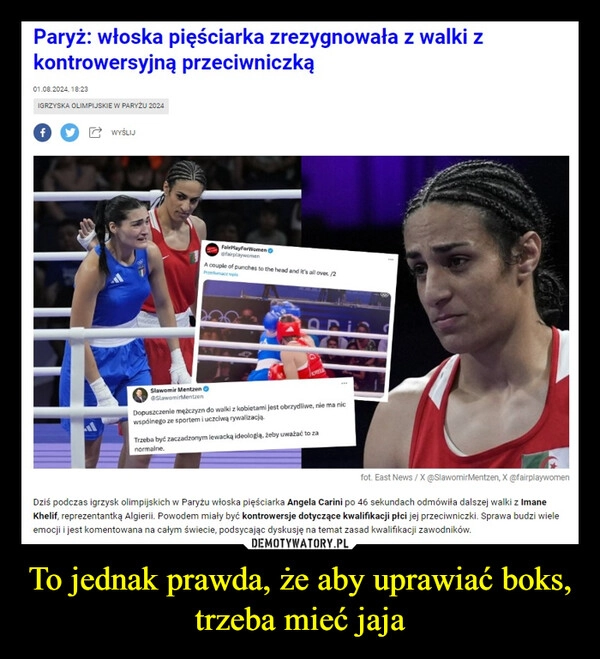 
    To jednak prawda, że aby uprawiać boks, trzeba mieć jaja