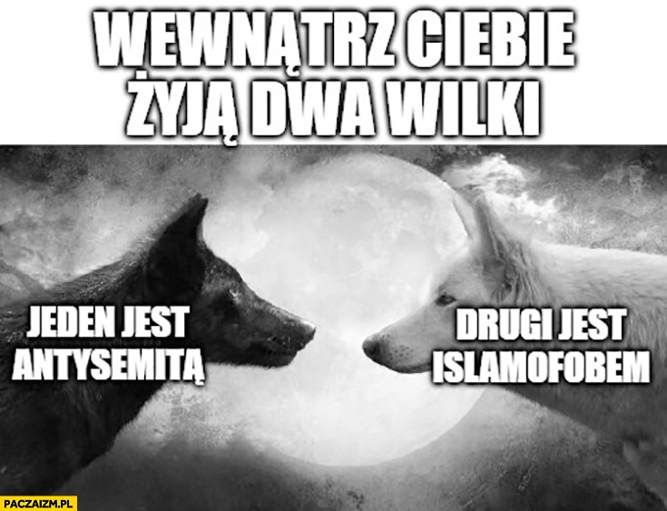 
    Wewnątrz ciebie żyją dwa wilki jeden jest antysemitą drugi jest islamofobem