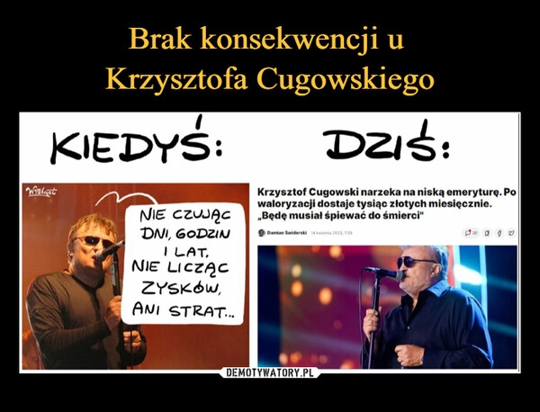 
    Brak konsekwencji u 
Krzysztofa Cugowskiego