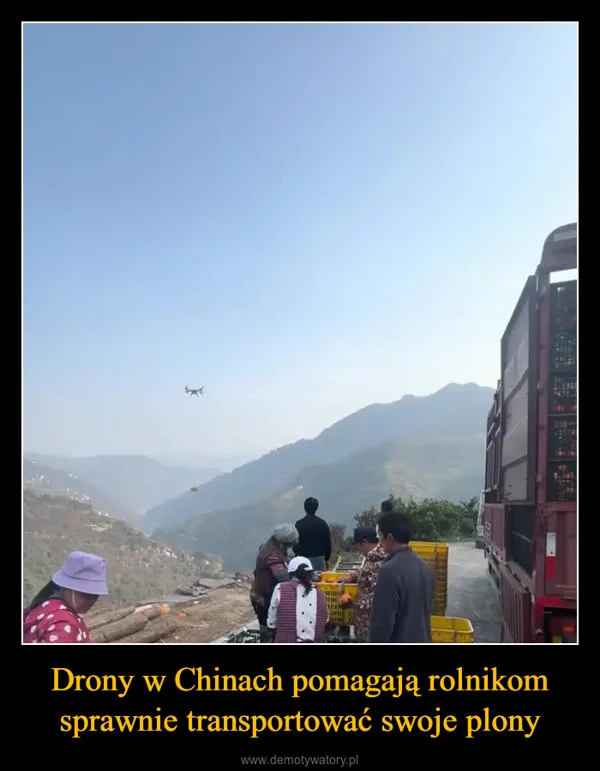 Drony w Chinach pomagają rolnikom sprawnie transportować swoje plony