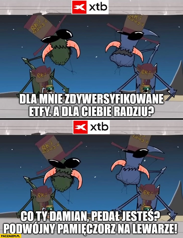 
    XTB dla mnie zdywersyfikowane ETFy a dla ciebie Radziu? Co ty Damian pedał jesteś podwójny pamięciorz na lewarze kapitan bomba