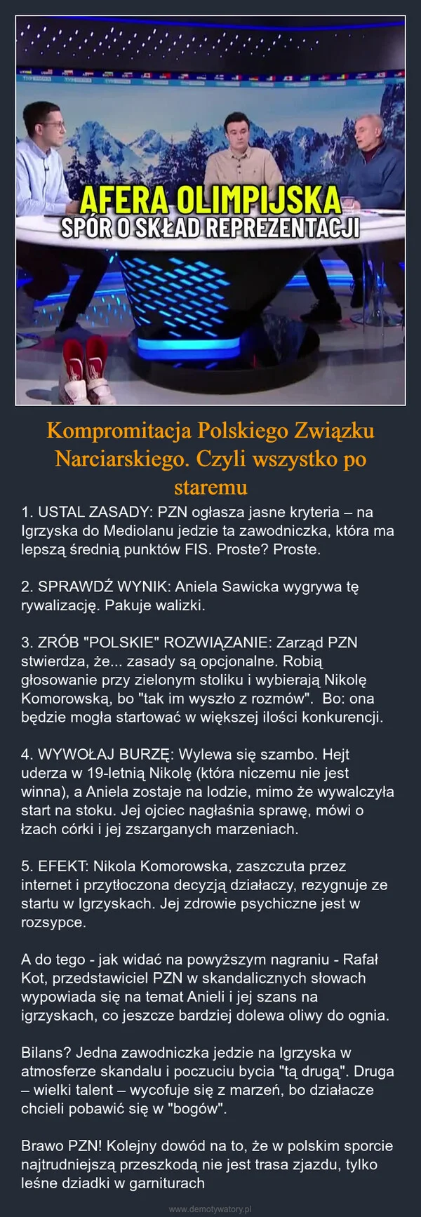 
    Kompromitacja Polskiego Związku Narciarskiego. Czyli wszystko po staremu