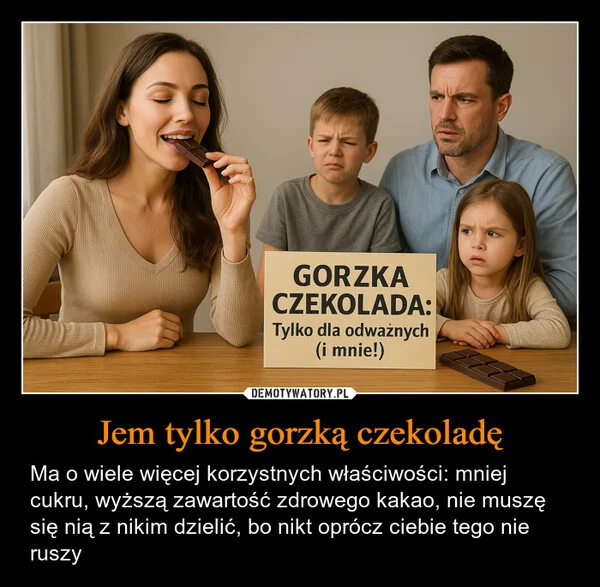 
    Jem tylko gorzką czekoladę