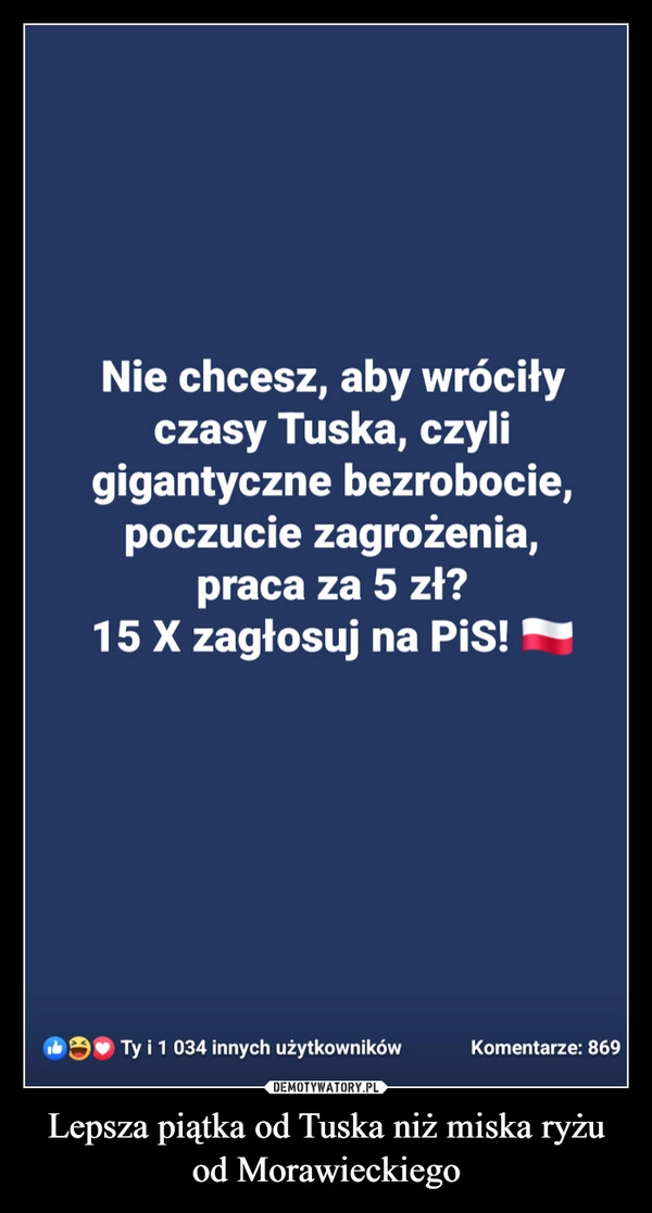 
    Lepsza piątka od Tuska niż miska ryżu od Morawieckiego