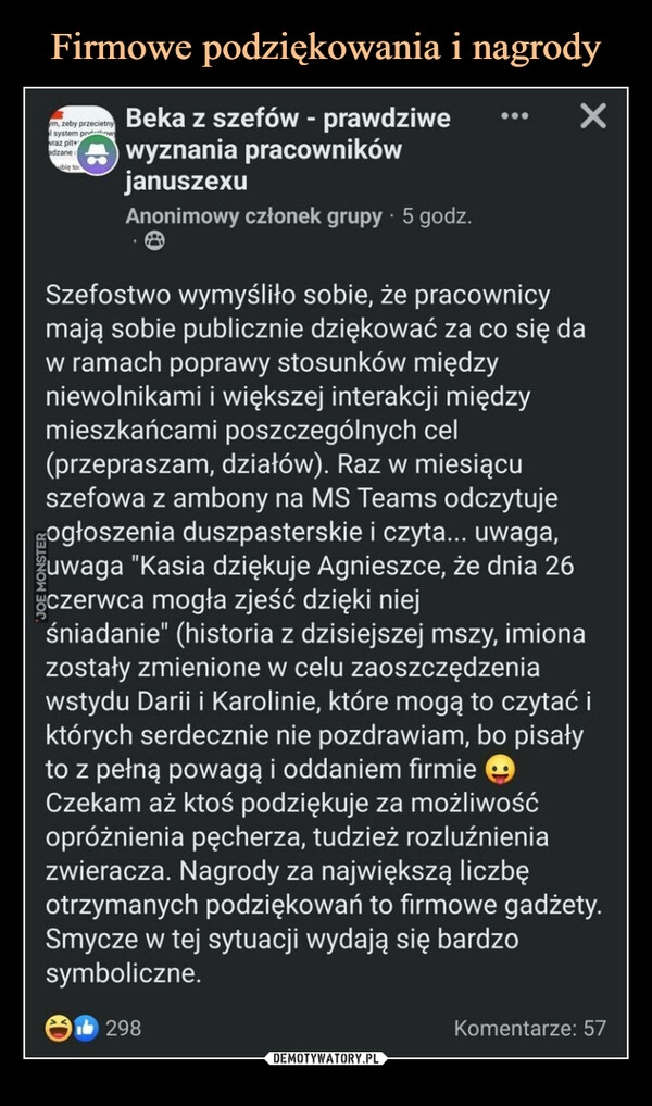 
    Firmowe podziękowania i nagrody