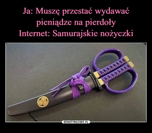 
    Ja: Muszę przestać wydawać pieniądze na pierdoły
Internet: Samurajskie nożyczki