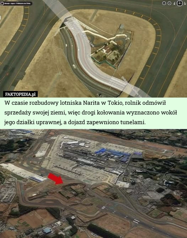 
    W czasie rozbudowy lotniska Narita w Tokio, rolnik odmówił sprzedaży swojej