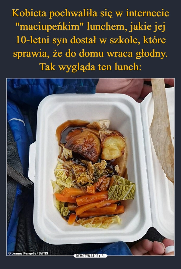 
    Kobieta pochwaliła się w internecie "maciupeńkim" lunchem, jakie jej 10-letni syn dostał w szkole, które sprawia, że do domu wraca głodny. Tak wygląda ten lunch: 