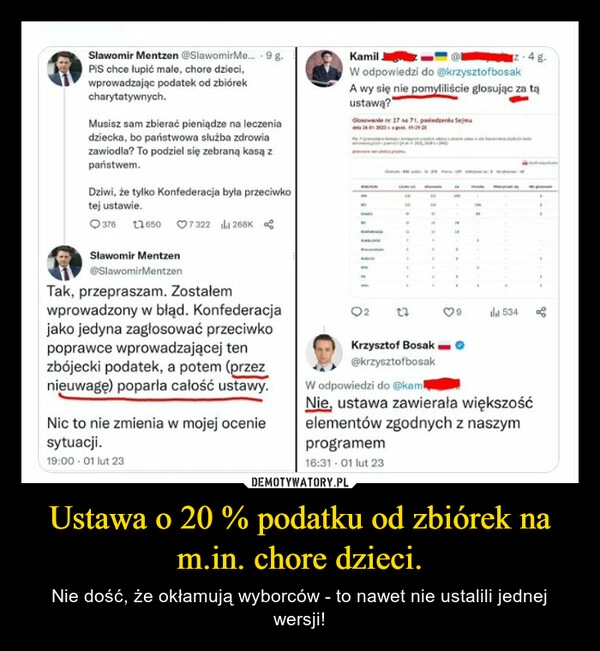 
    Ustawa o 20 % podatku od zbiórek na m.in. chore dzieci.