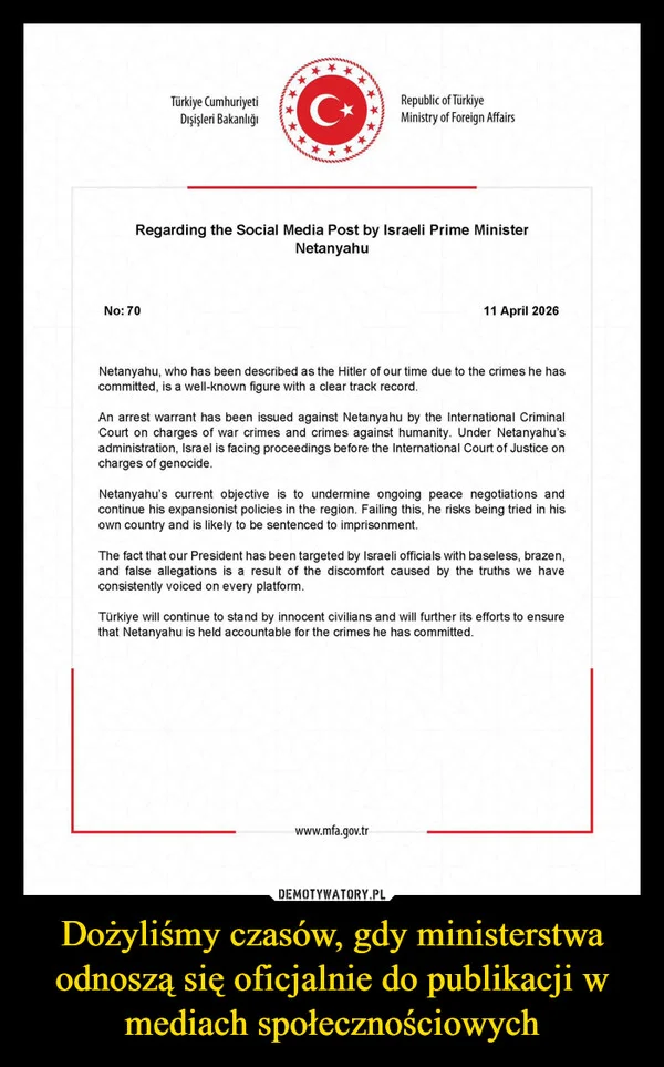 
    Dożyliśmy czasów, gdy ministerstwa odnoszą się oficjalnie do publikacji w mediach społecznościowych