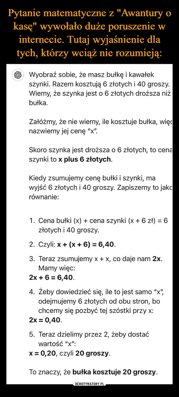 
    Pytanie matematyczne z "Awantury o kasę" wywołało duże poruszenie w internecie. Tutaj wyjaśnienie dla tych, którzy wciąż nie rozumieją: