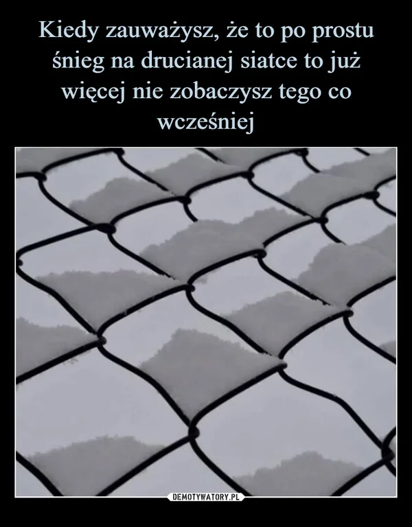 
    Kiedy zauważysz, że to po prostu śnieg na drucianej siatce to już więcej nie zobaczysz tego co wcześniej