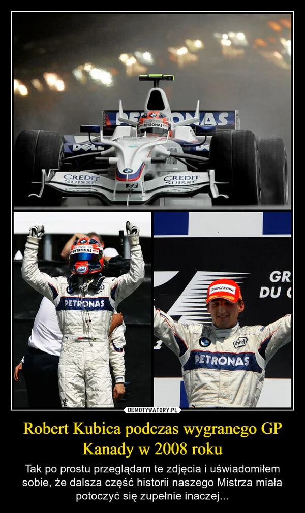 
    Robert Kubica podczas wygranego GP Kanady w 2008 roku