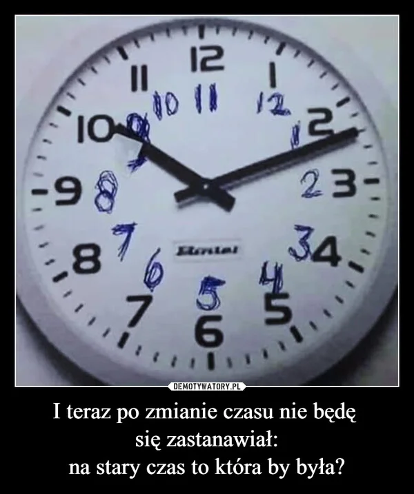 
    I teraz po zmianie czasu nie będę się zastanawiał: na stary czas to która by była?