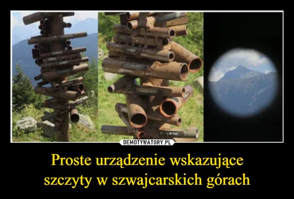 
    Proste urządzenie wskazujące szczyty w szwajcarskich górach