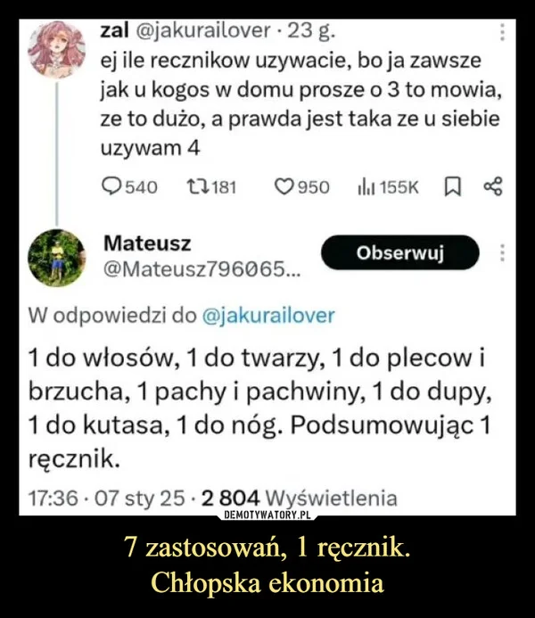 
    7 zastosowań, 1 ręcznik. Chłopska ekonomia