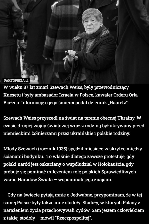 
    W wieku 87 lat zmarł Szewach Weiss, były przewodniczący Knesetu i były ambasador