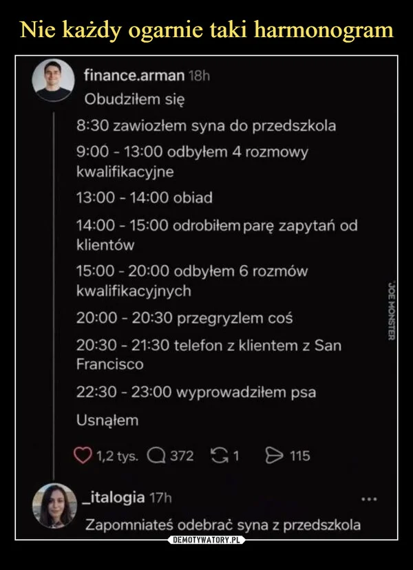 
    Nie każdy ogarnie taki harmonogram