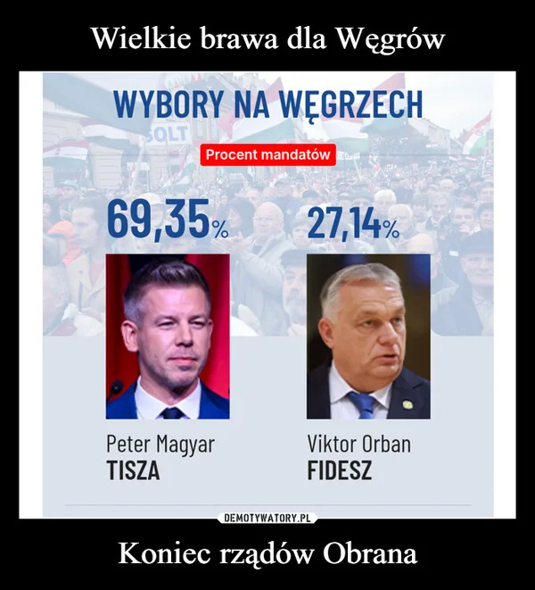 
    Wielkie brawa dla Węgrów Koniec rządów Obrana