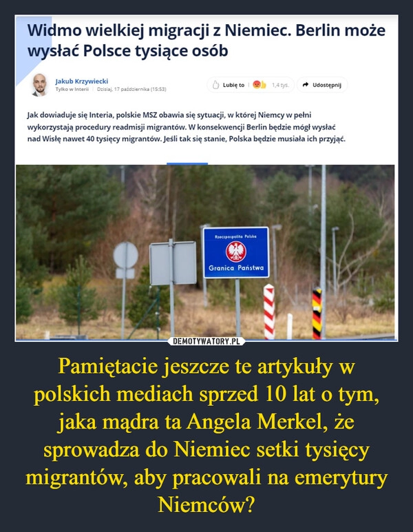 
    Pamiętacie jeszcze te artykuły w polskich mediach sprzed 10 lat o tym, jaka mądra ta Angela Merkel, że sprowadza do Niemiec setki tysięcy migrantów, aby pracowali na emerytury Niemców?