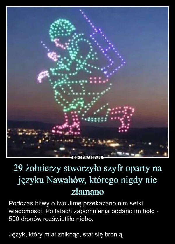 
    29 żołnierzy stworzyło szyfr oparty na języku Nawahów, którego nigdy nie złamano