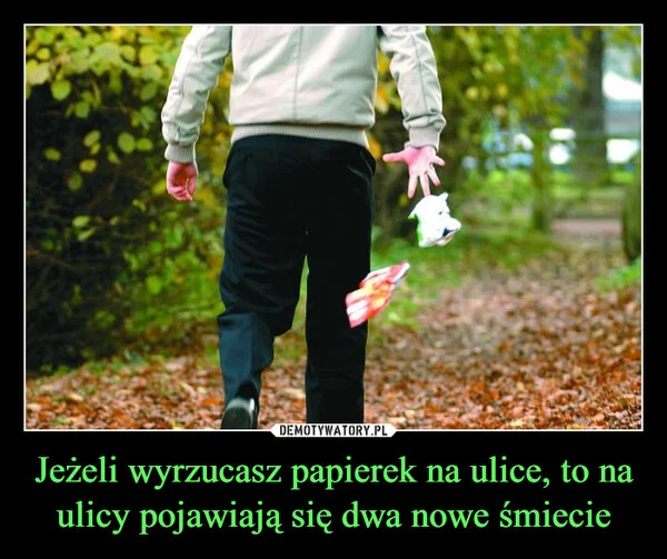 
    Jeżeli wyrzucasz papierek na ulice, to na ulicy pojawiają się dwa nowe śmiecie