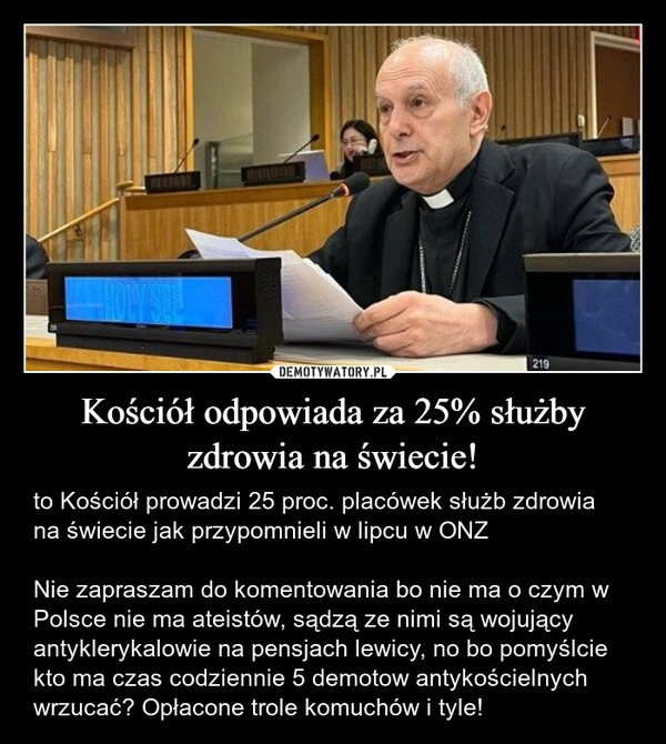 
    Kościół odpowiada za 25% służby zdrowia na świecie!