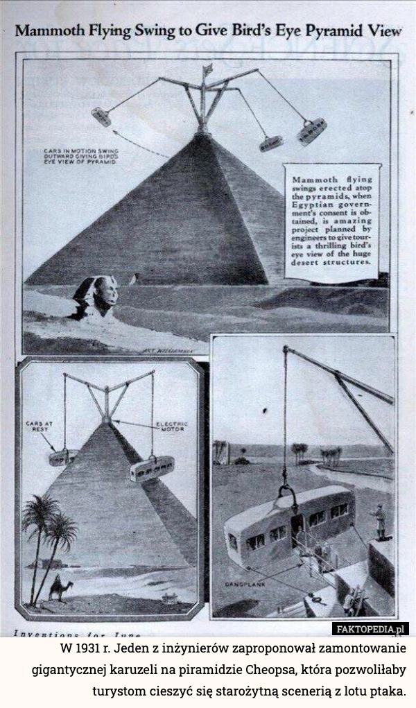 
    W 1931 r. Jeden z inżynierów zaproponował zamontowanie gigantycznej karuzeli